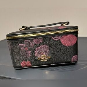Authentic Coach Black and Pink Floral Cosmetic Case